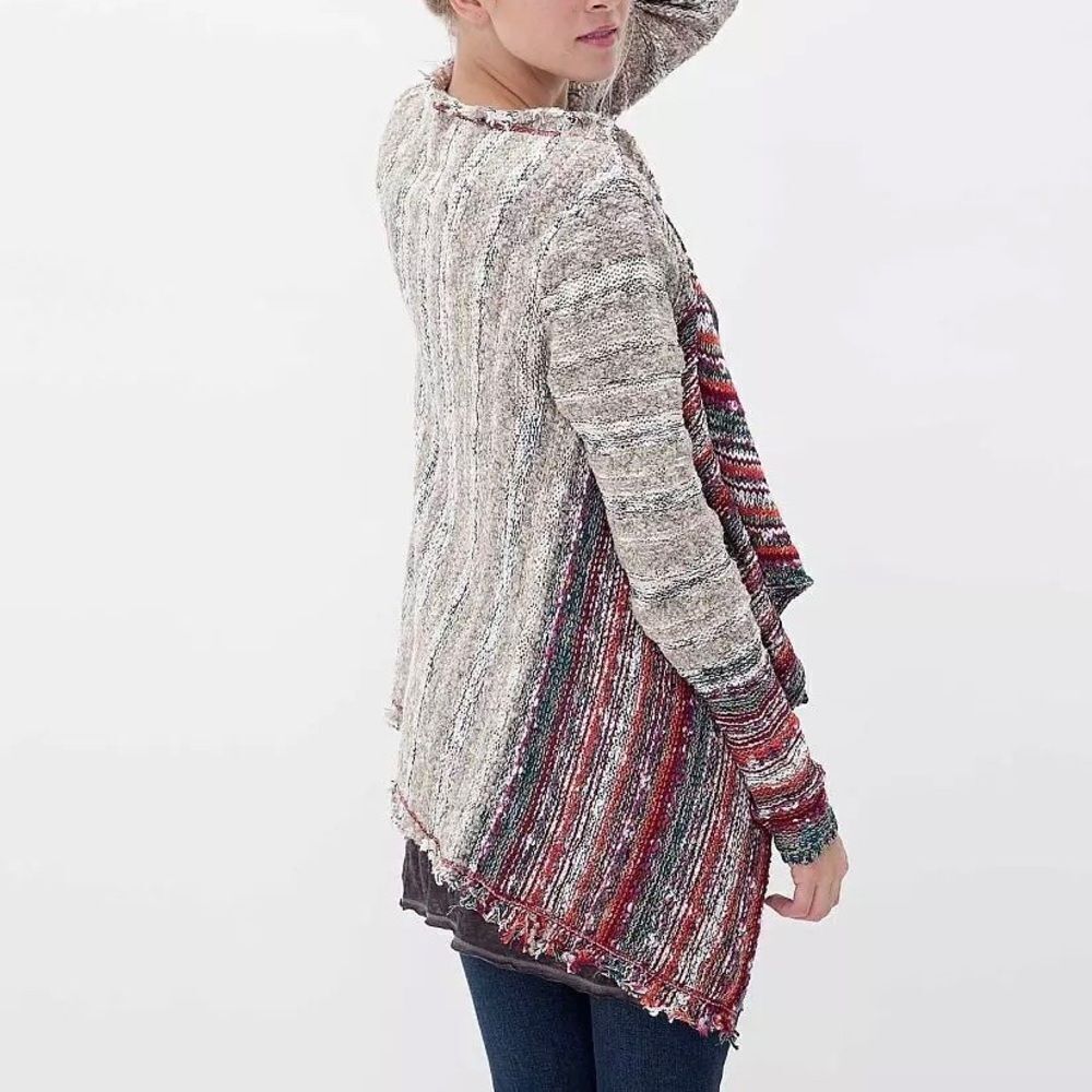 Gimmicks by BKE‎ Raw Edge Cardigan Sweater Womens Small Popcorn Knit Open Front